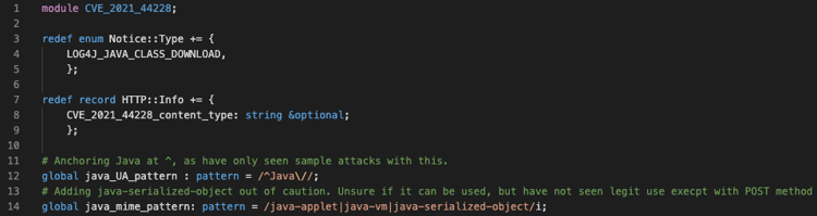 Screencap of code snippet of CVE_2021_44228_java_GET.zeek